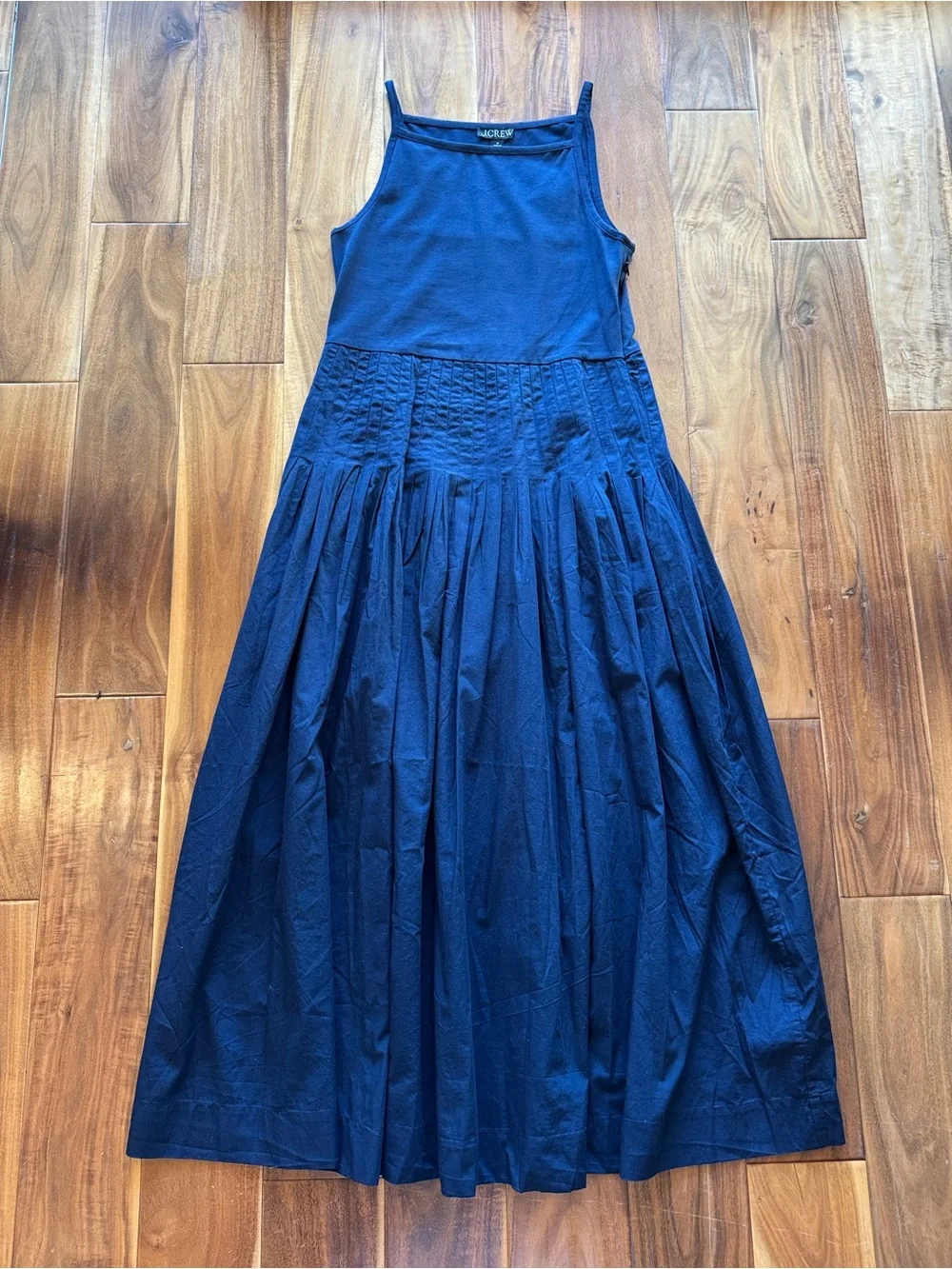 J. Crew Pintuck mixy dress Navy Sleeveless Maxi Skirt Dress